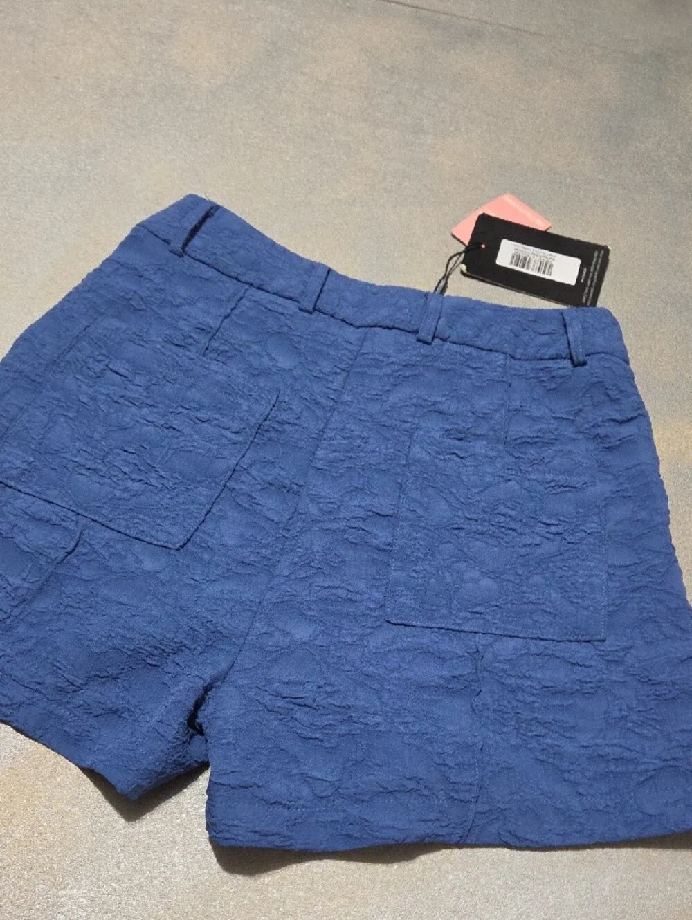PrettyLittleThing Navy Textured High Waist Shorts